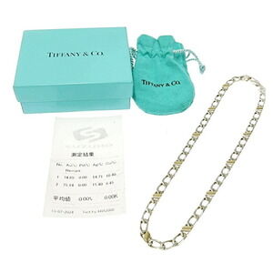 TIFFANY Co Silver Gold Figaro Chain Combination Necklace